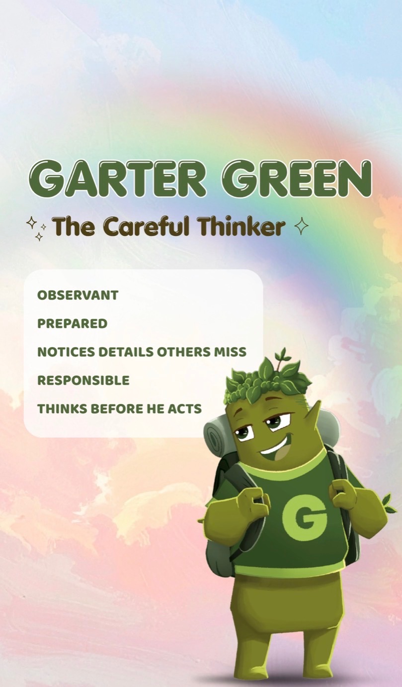 Meet Garter Green - The Careful Thinker